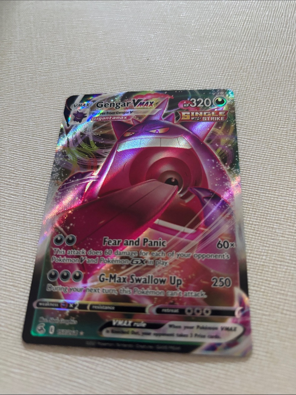 Pokemon Gengar VMAX Pink Purple Holo Collectible Card